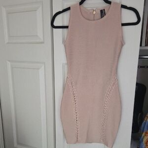 Elegant Sleeveless Bandage Beige Dress